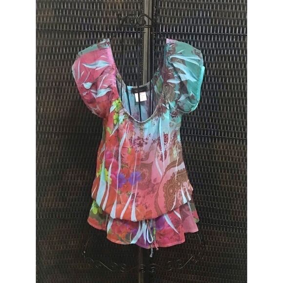 Bright And Colorful FLEURISH Top / Blouse - Picture 1 of 5